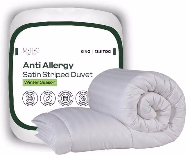 MHG Living Anti-Allergy 13.5 Tog Winter Hollow Fibre Duvet, White