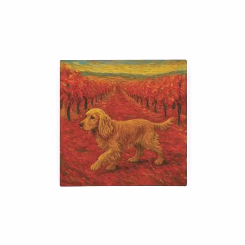 Purely Home Van Gogh Cocker Spaniel Glass Square Kitchen Trivet, Multicolour, W/D: 20 x 20 cm