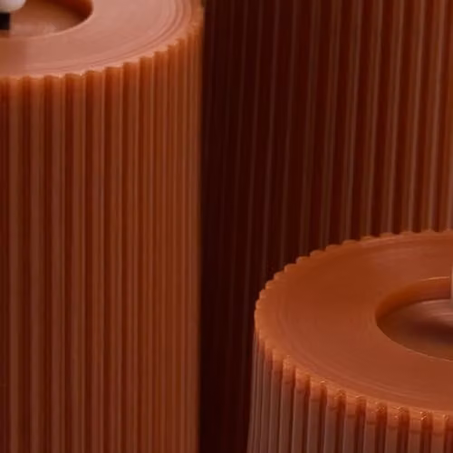 OHS Set of 3 Ribbed Flameless LED Pillar Candles with Flickering Effect in Rust Orange – 3