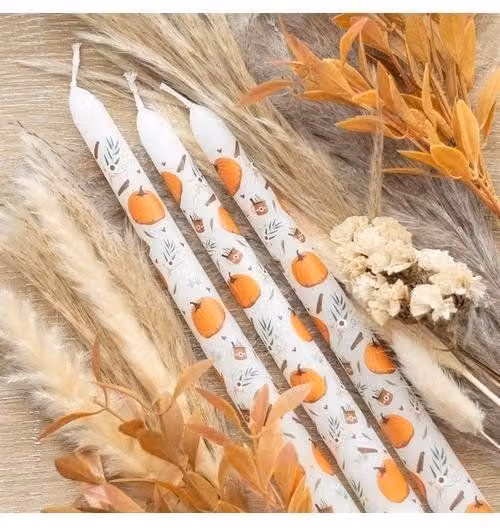KDMD Set of 3 Pumpkin Taper Candles in White – 1