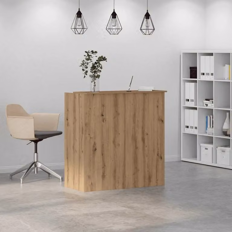 Berkfield Home Artisan Oak Reception Desk in Brown, W/D/H: 100 x 50 x 103.5 cm
