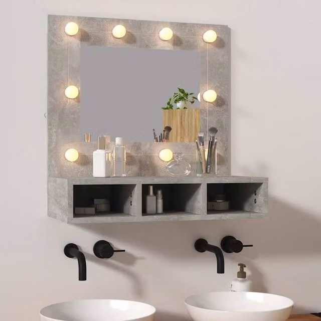 Berkfield Home LED Mirror Cabinet in Concrete Grey, W/D/H: 60 x 31.5 x 62 cm – 1