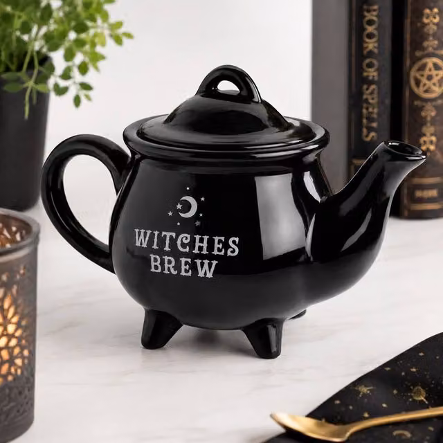 Marco Paul Black Cauldron Witches Brew Ceramic Teapot, 550ml