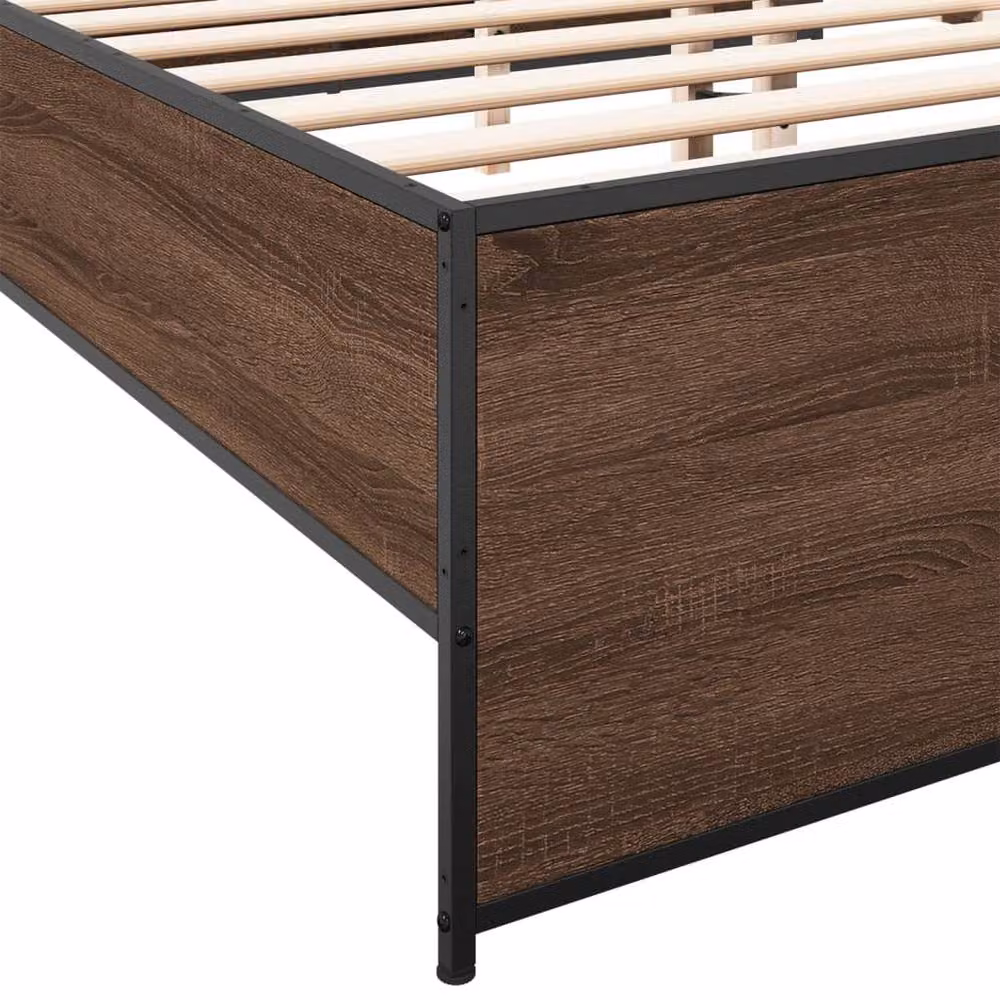 Berkfield Home Small Double Bed Frame in Brown Oak, W/D/H: 120 x 40.5 x 200 cm – 4