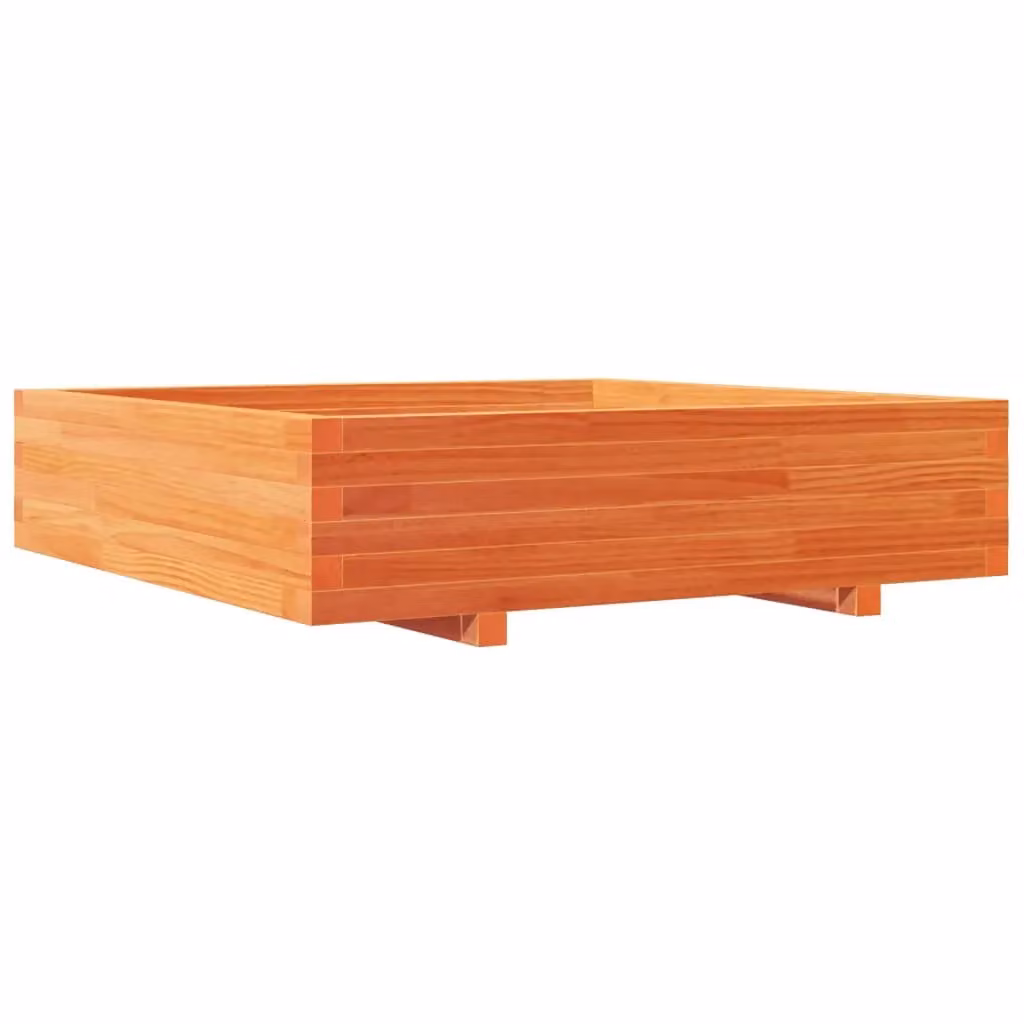 Berkfield Home Brown Solid Wood Pine Garden Planter Tub W: 100 cm, D: 100 cm, H: 26.5 cm – 2