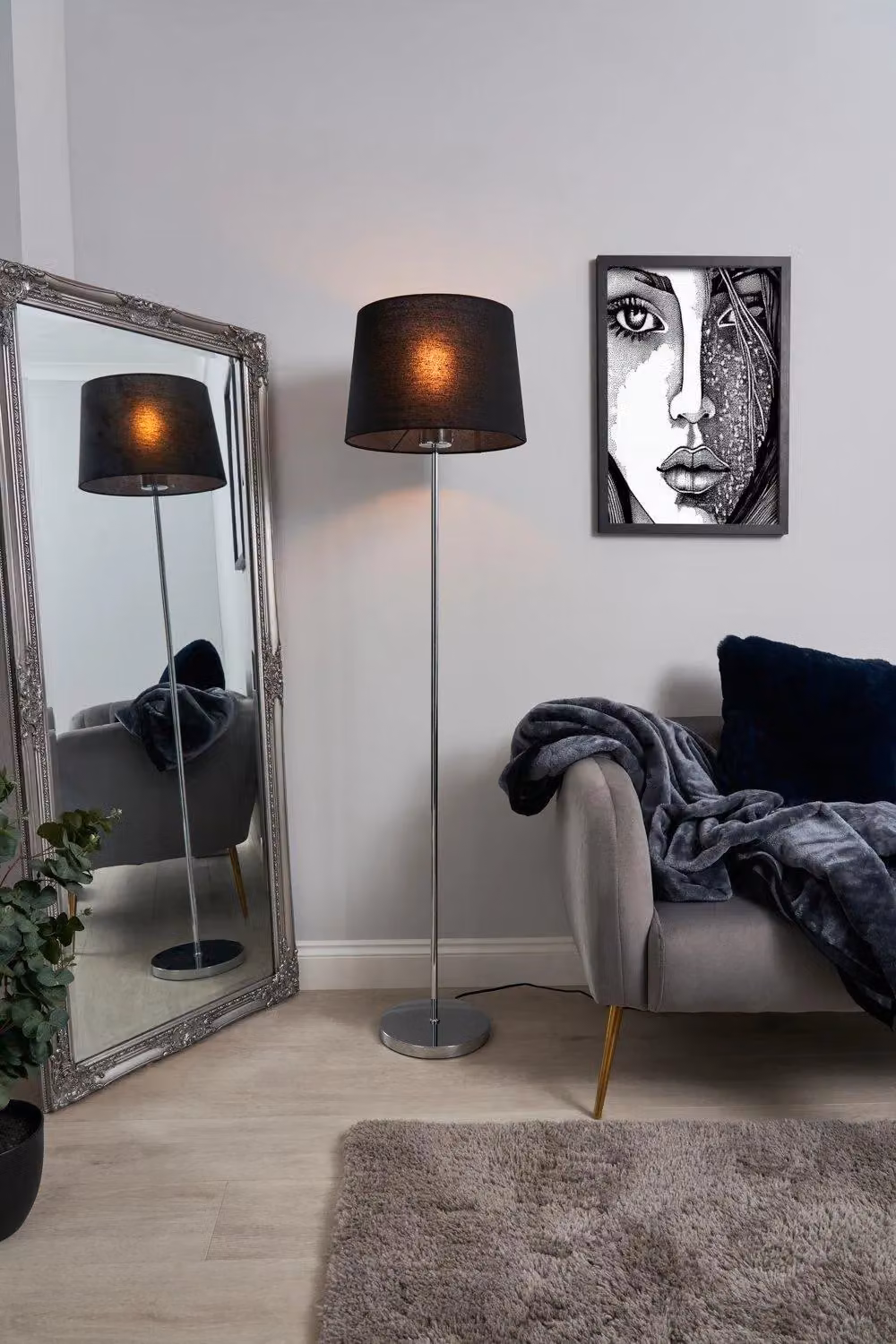BHS Lighting Mira Touch Modern Floor Lamp in Silver and Chrome – 3