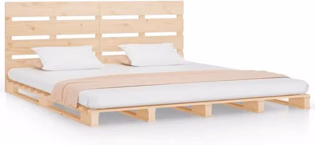 Berkfield Home Modern Solid Pine Bed Frame in Beige, W/D/H: 200 x 200 cm – 1