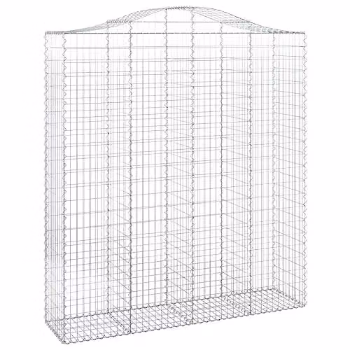 vidaXL Arched Gabion Basket in Silver Galvanised Steel, W: 200 cm, D: 50 cm, H: 220/240 cm