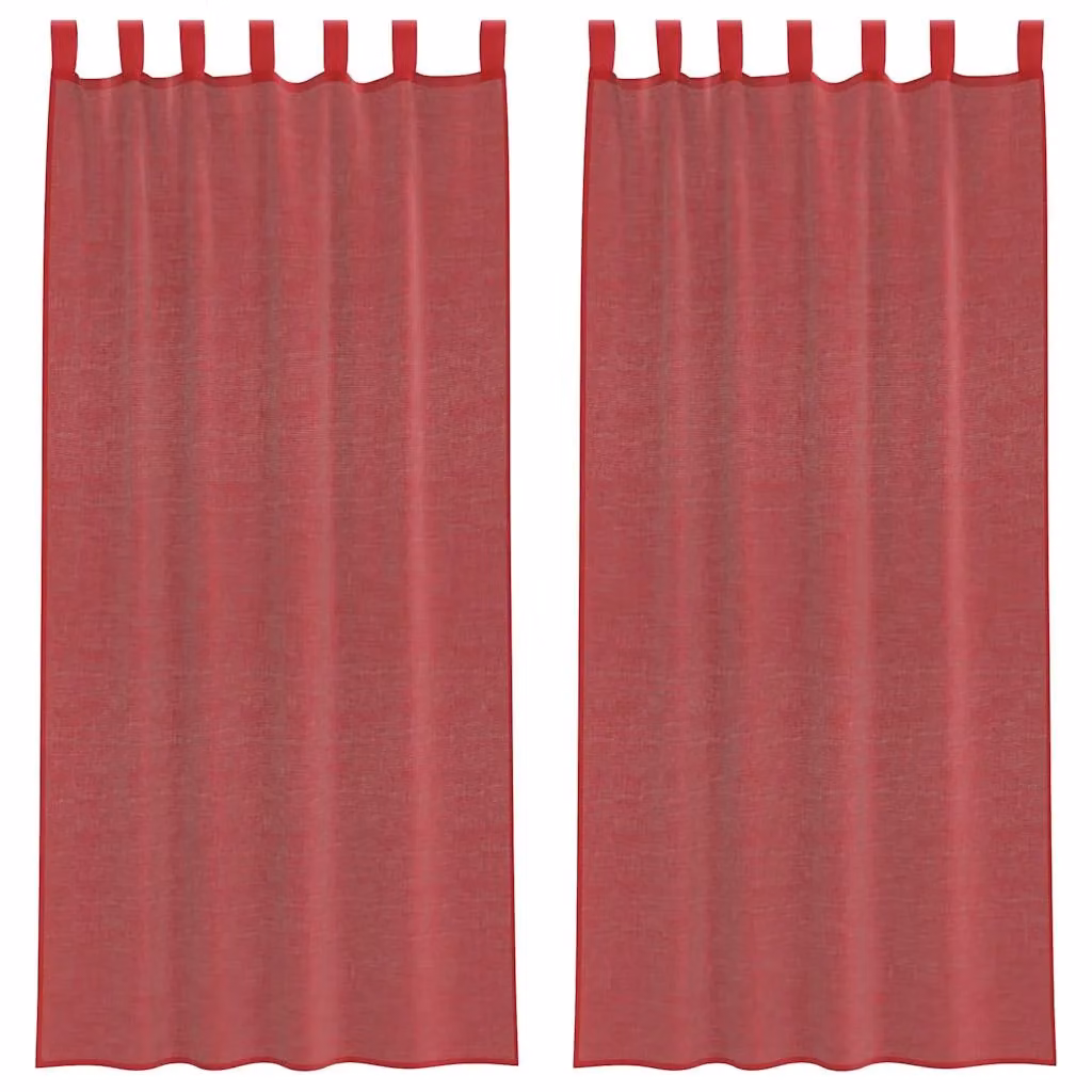 Berkfield Home Red Transparent Voile Fabric Curtains with Rod Pockets, 2 Pack – 2