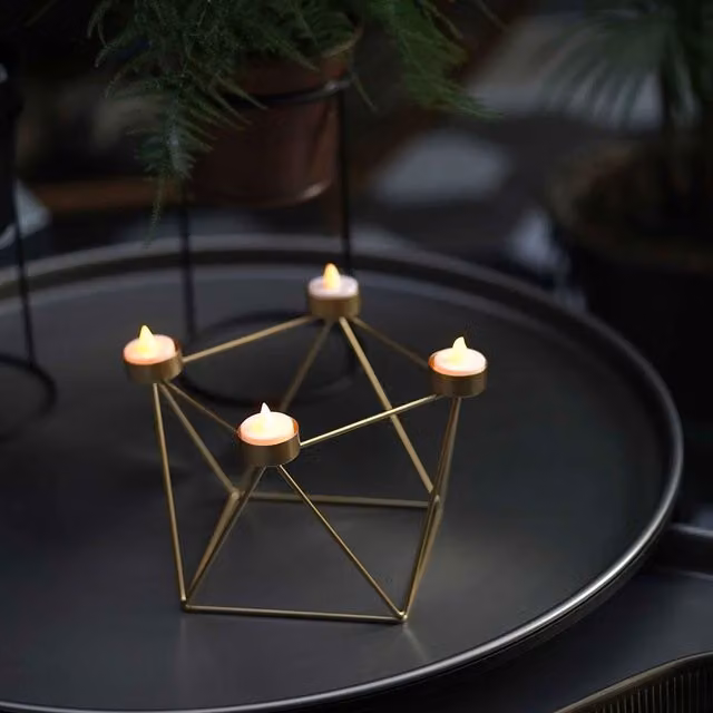 The Mia UK Mia 4in1 Modern Gold Metal Tealight Holder
