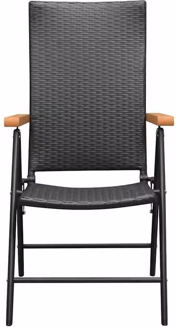 Berkfield Home Set of 2 Stackable Black Poly Rattan Garden Chairs with Armrests and Powder Coated Aluminium Frame – 1