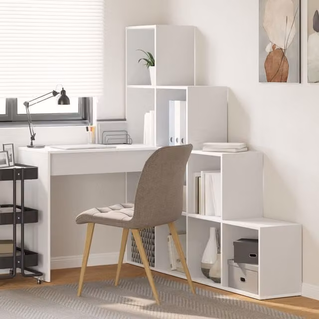 Berkfield Home Modern Corner Desk with Storage Shelf in White