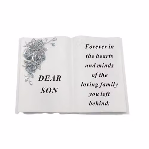 David Fischhoff White and Silver 3D Rose Graveside Memorial Book Ornament