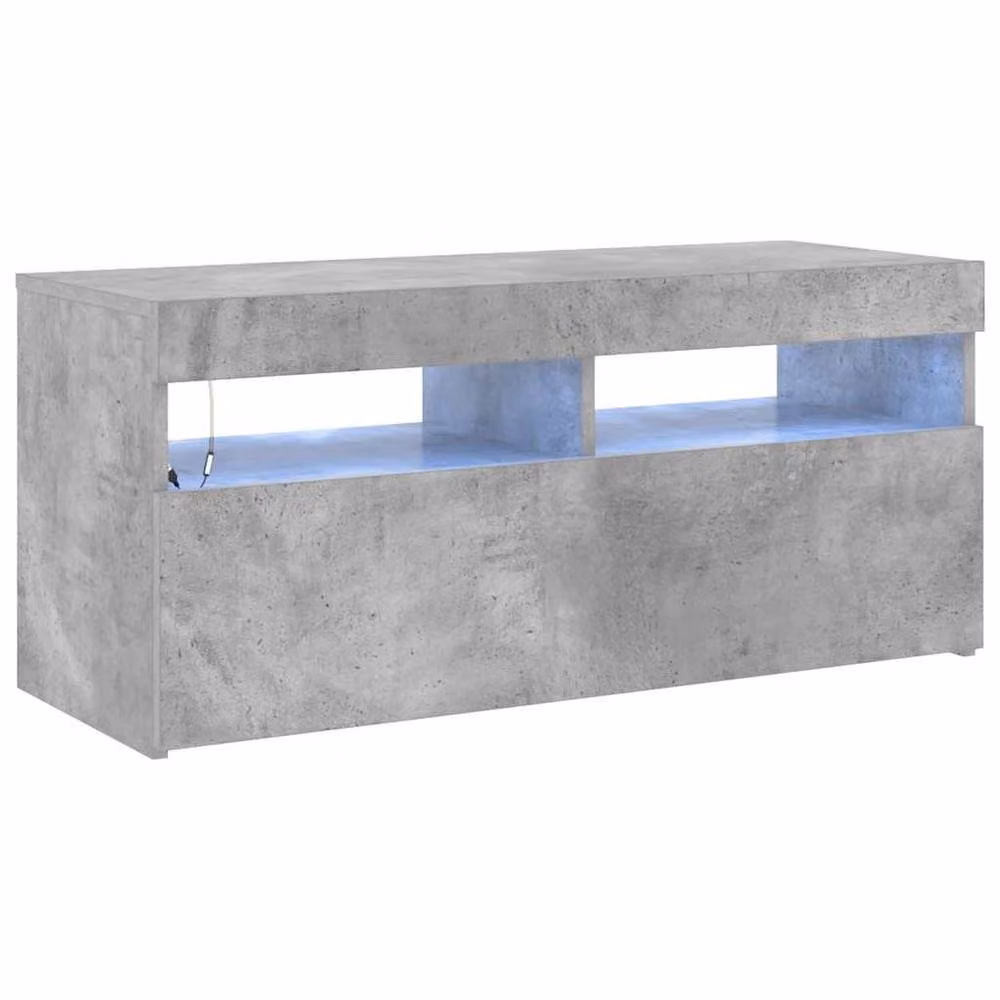 Berkfield Home Modern TV Cabinet with Integrated LED Lights in Concrete Grey, W/D/H: 90 x 35 x 40 cm – 2