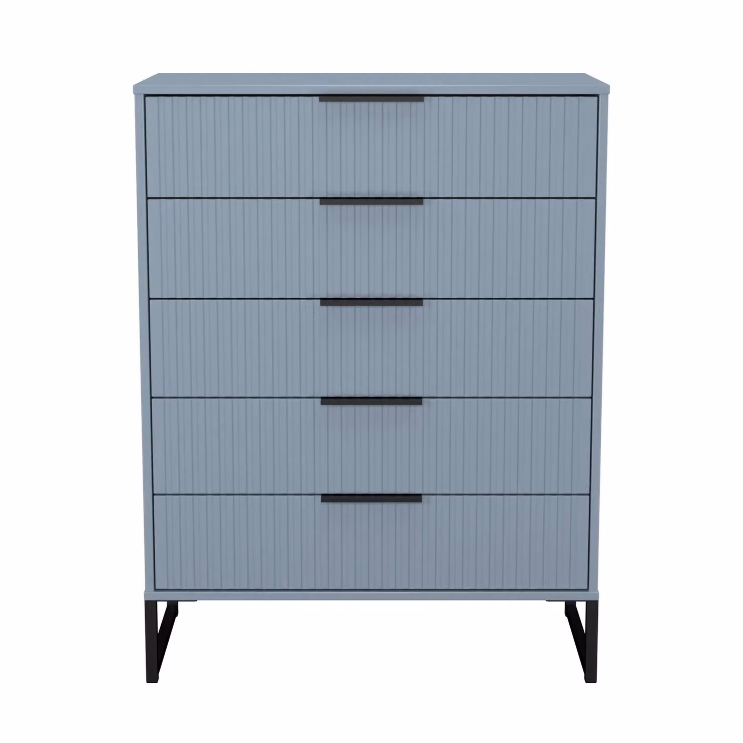 2 U Menai 5 Drawer Chest in Light Blue and Black with Striped Matt Metal Finish – 2