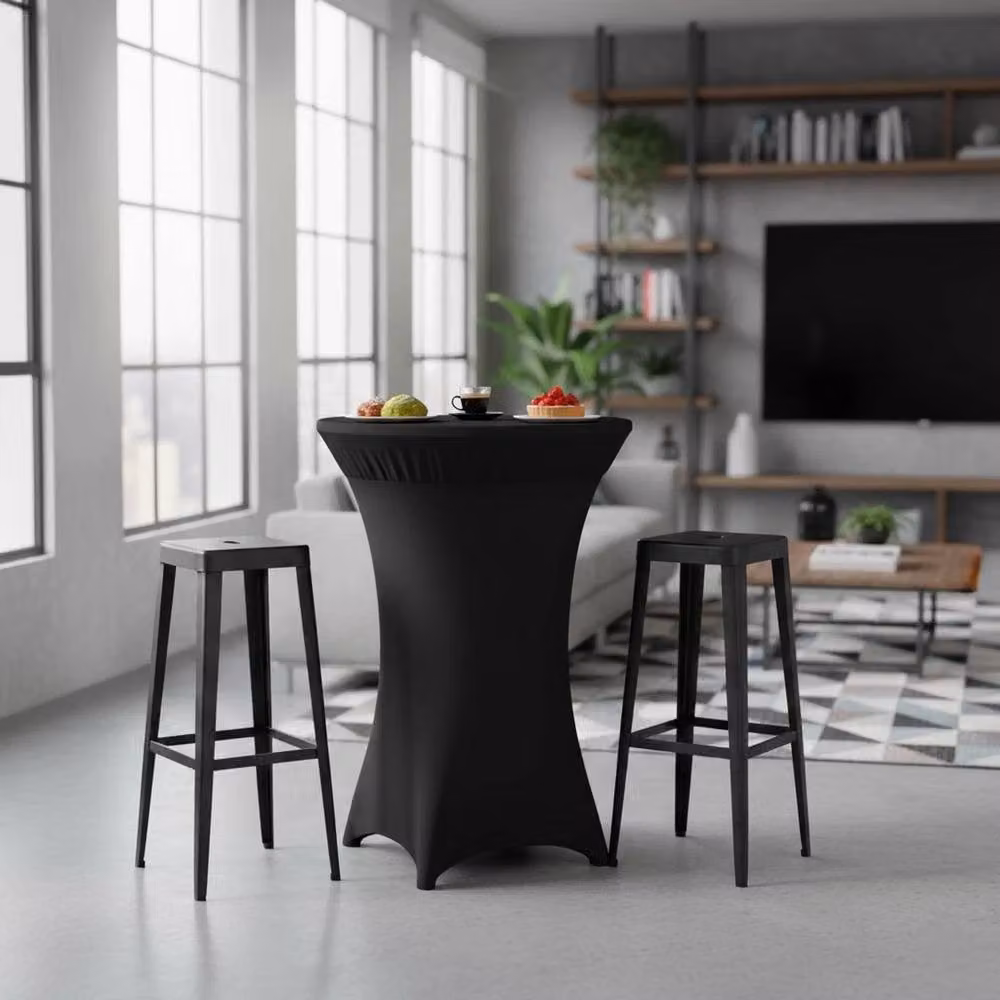 EONLION Black Stretch Round Cocktail Bar Fitted Tablecloth Cover – 2