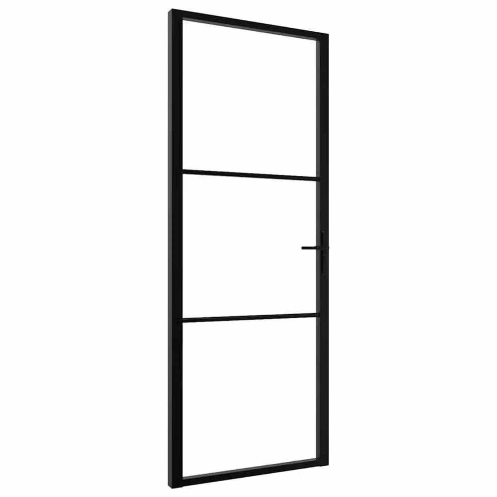 Berkfield Industrial Interior Door with Black Aluminium Frame and Transparent ESG Glass, W: 76 cm, H: 201.5 cm – 3