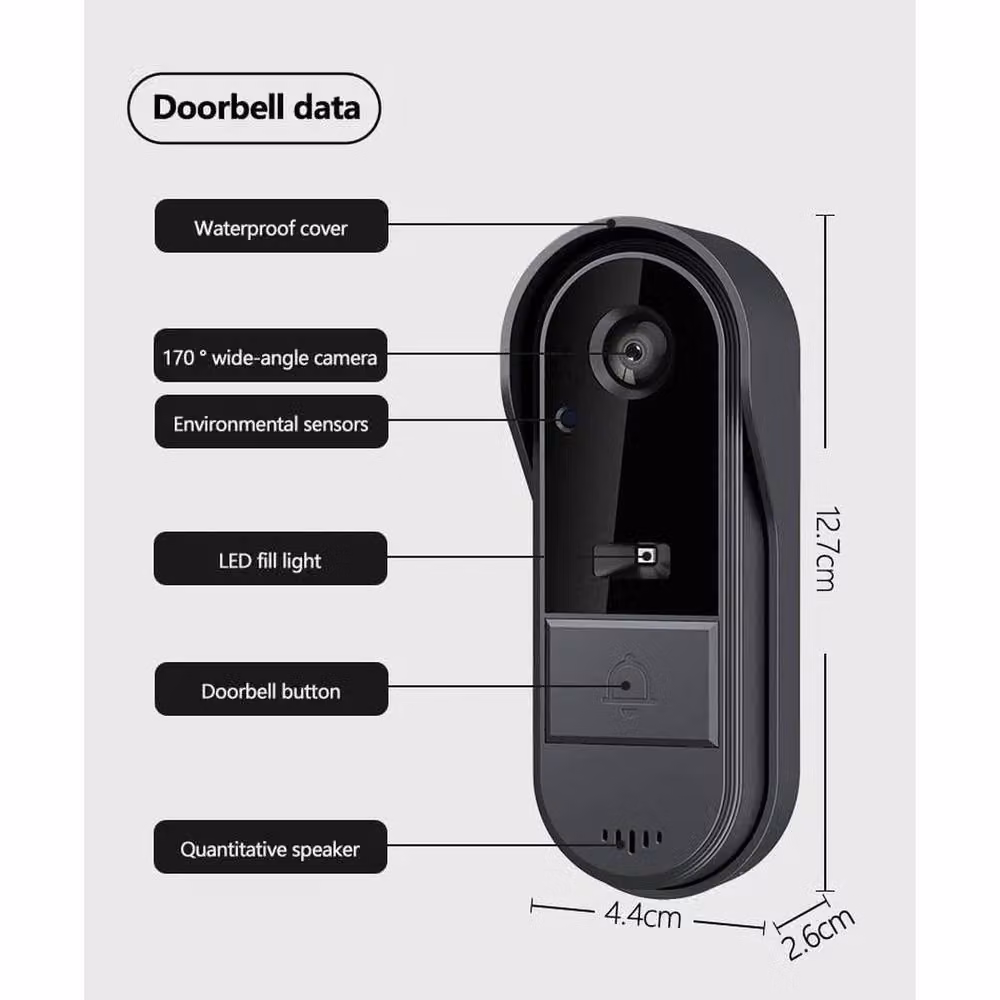 NESTLUNE HD Smart Wireless Video Doorbell Camera Intercom Security, Black – 2