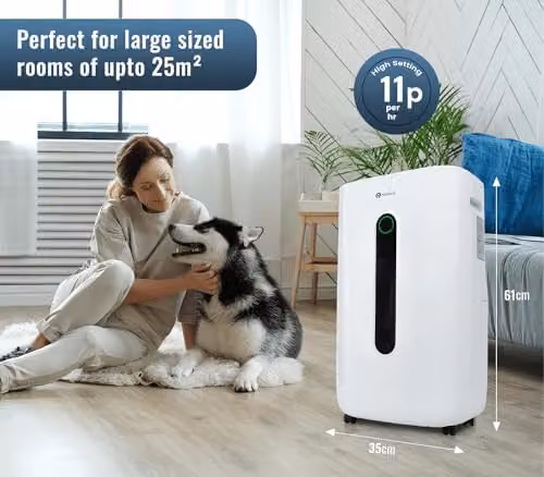 PureMate 20L Dehumidifier in White with Continuous Drainage and 24-Hour Timer – 5