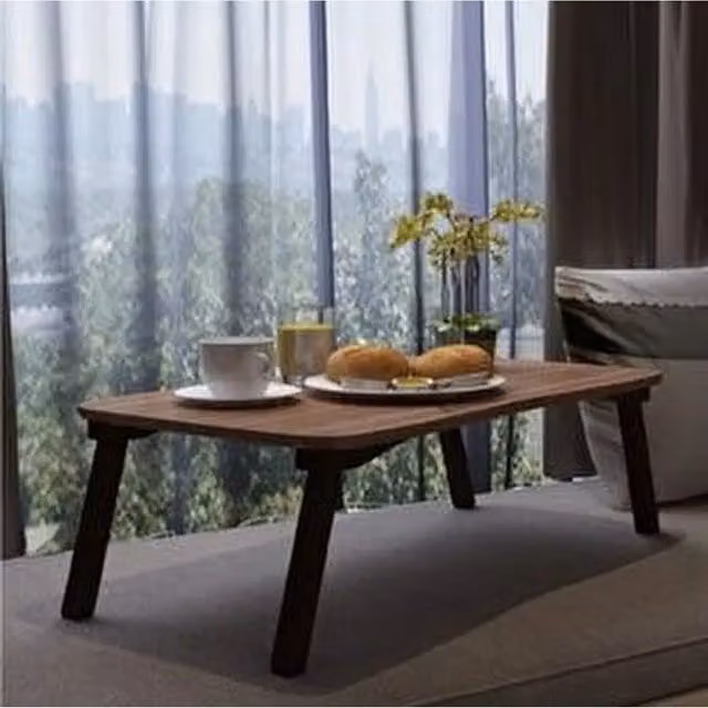Woohoo Furniture Wooden Portable Folding Laptop Stand in Walnut Brown