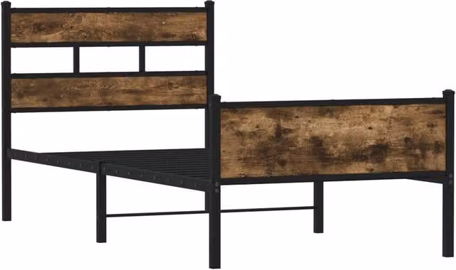 Berkfield Home Elegant Single Bed Frame in Smoked Oak and Brown, W/D/H: 90 x 190 x 91.5 cm – 1