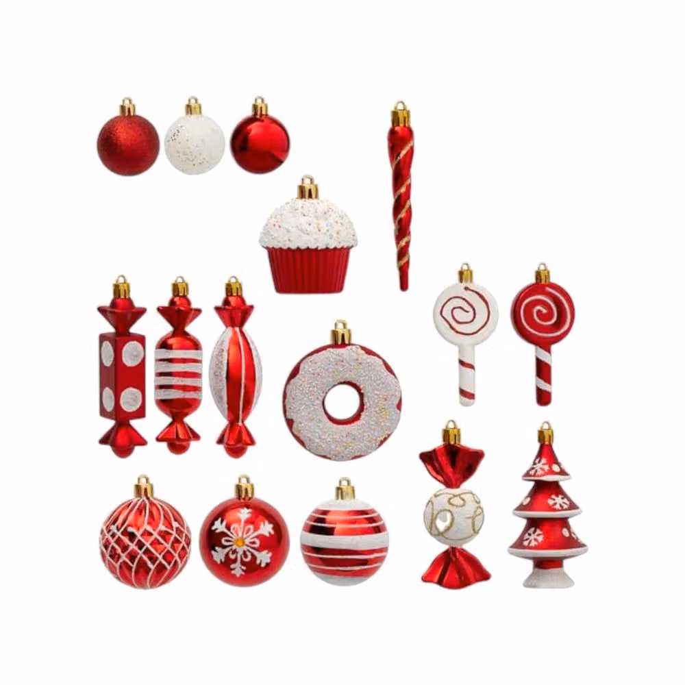 Garden Greatness Set of 50 Red Round Christmas Baubles