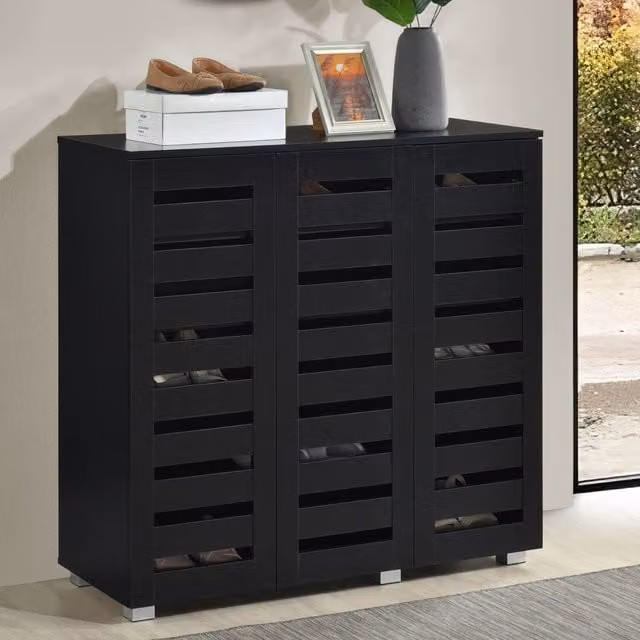 Swish Furniture Euston 3 Door Shoe Storage Cabinet Unit in Black