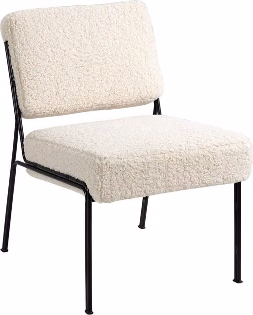 Nordlys Scandinavian Design Bouclé Lounge Chair with Armrests and Metal Legs in White or Black