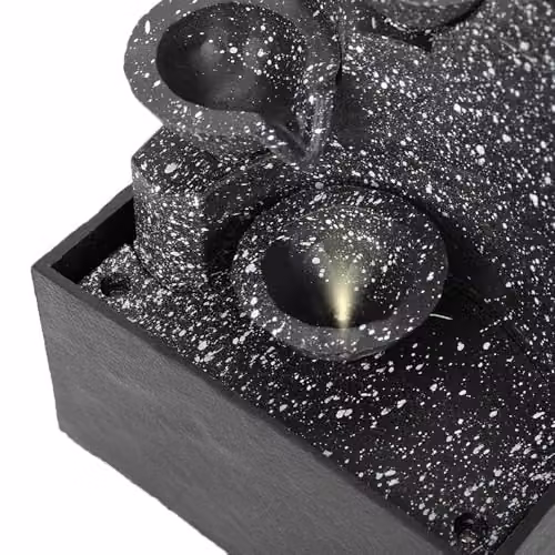 Menkind Well Being Modern 3-Tier Tabletop Water Feature with LED Lights in Black and Multicolour – 3