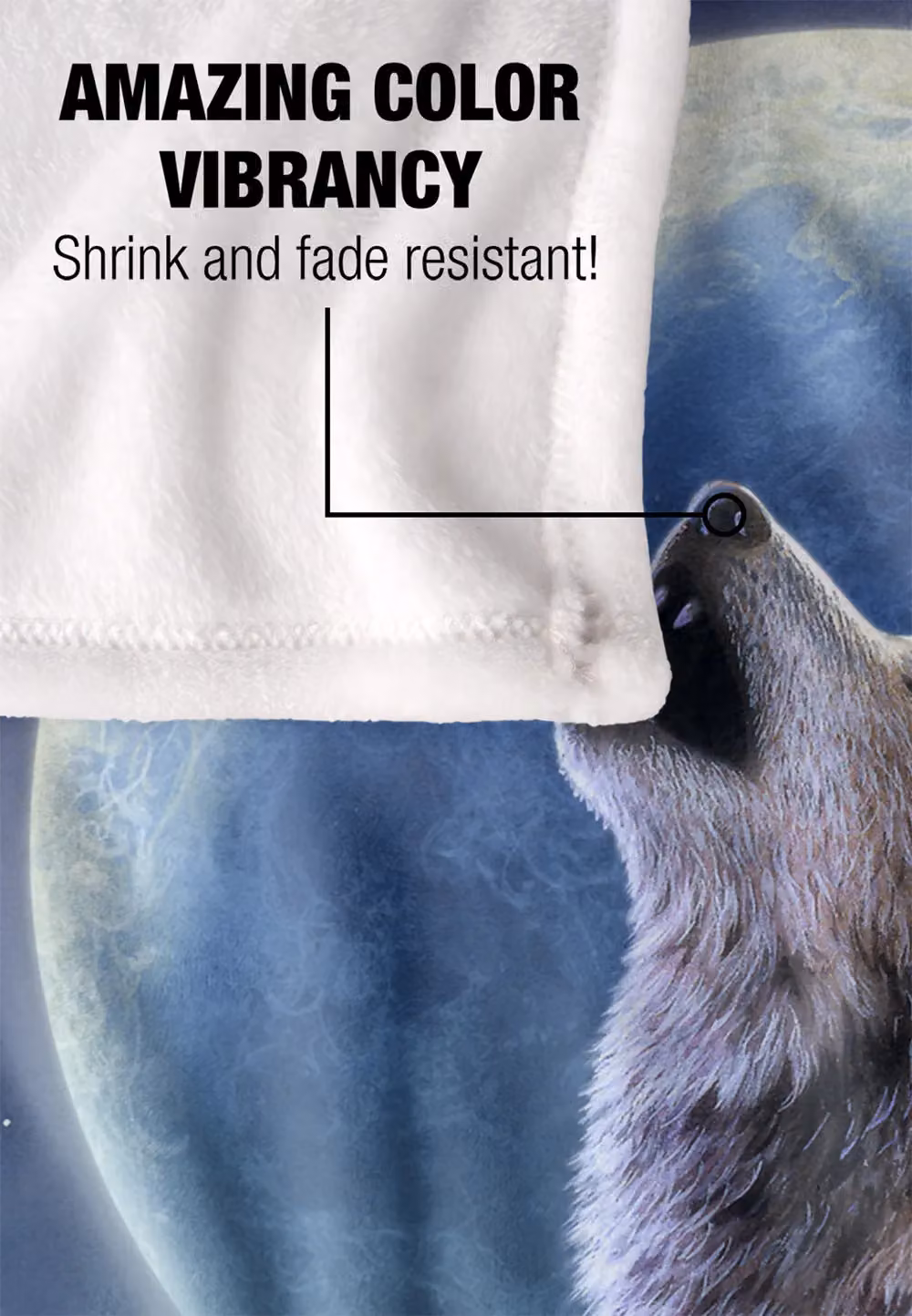 JQ Licensing JLo Howling Wolf Moon Silky Touch Super Soft Fleece Throw Blanket, White, W/D/H: 152 x 127 cm – 4
