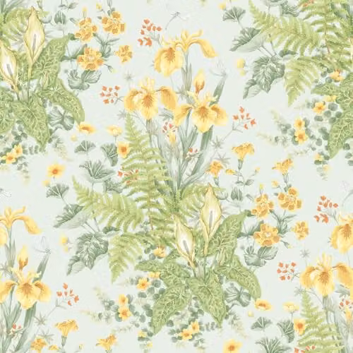 Rasch Chelsea Ferns Botanical Floral Wallpaper in Yellow and Green – 1