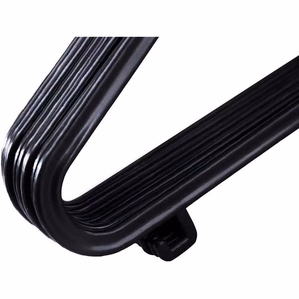 NESTLUNE 50 Pack Black Plastic Space Saving Coat Hangers with Notches, W: 15 cm, H: 100 cm – 5