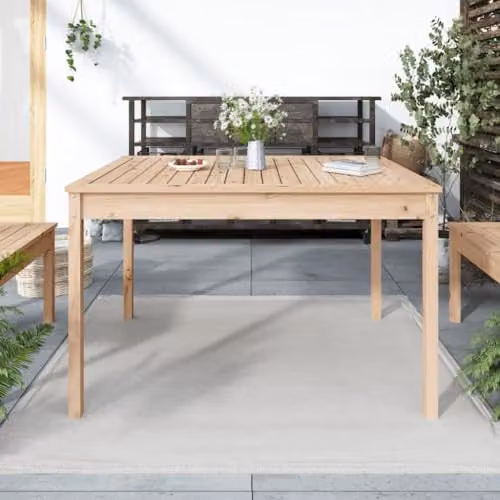 vidaXL Rectangular Garden Table in Brown and Beige Solid Pine Wood W/D/H: 121 x 82.5 x 76 cm – 2