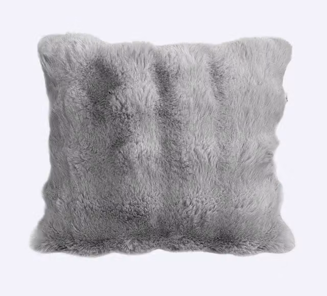 Sweet Dreams Alpine Faux Fur Filled Square Cushion in Grey, W x D: 43 x 43 cm