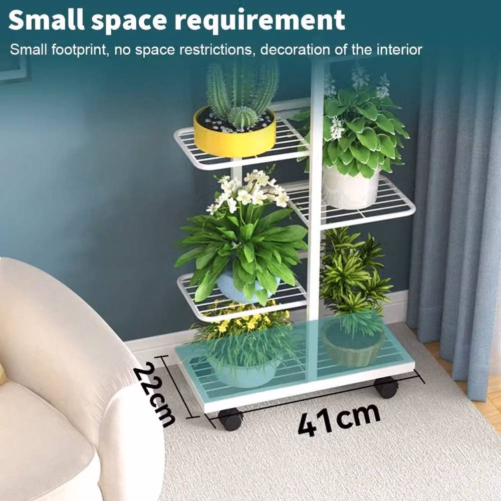 NESTLUNE 6 Tier White Metal Plant Shelf Rack Display W/D/H: 100 x 100 x 100 cm – 2