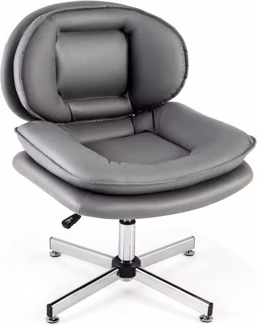 Gymax Grey Synthetic Leather Swivel Task Chair with Metal Base