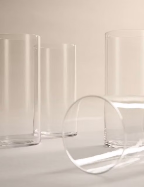 M&S Set of 4 Transparent Straight Sided Hi Ball Glass Tumblers