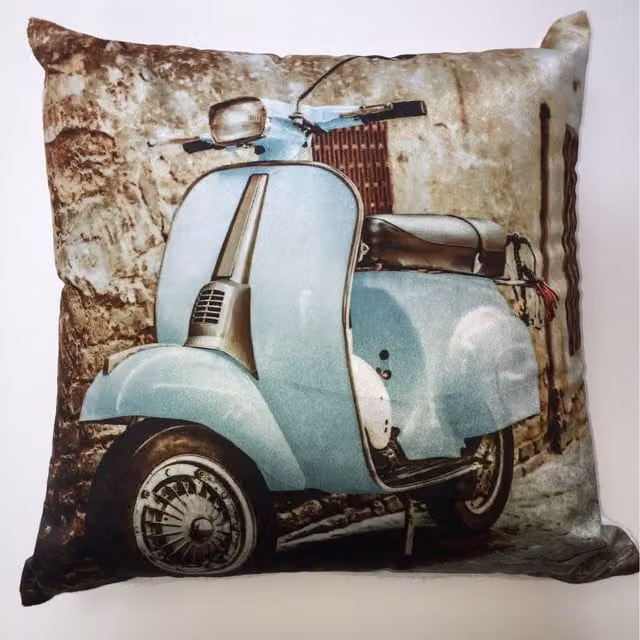 Rapport Home Blue Velvet Graphic Square Cushion, W/D/H: 43 x 43 x 43 cm