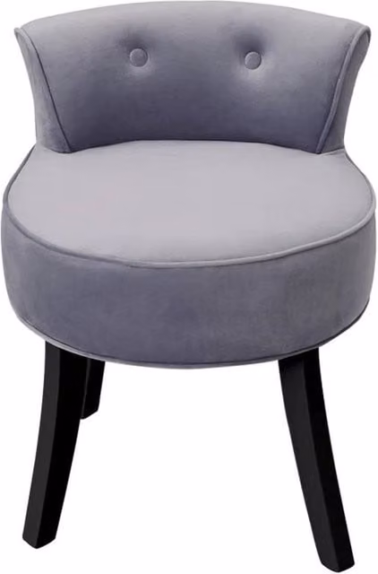 KORVIXA Grey Velvet Dressing Table Stool with Black Wood Frame