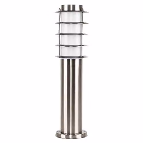 MiniSun Modern Stainless Steel Garden Post Light in Silver with 4W Warm White LED Bulb – 1