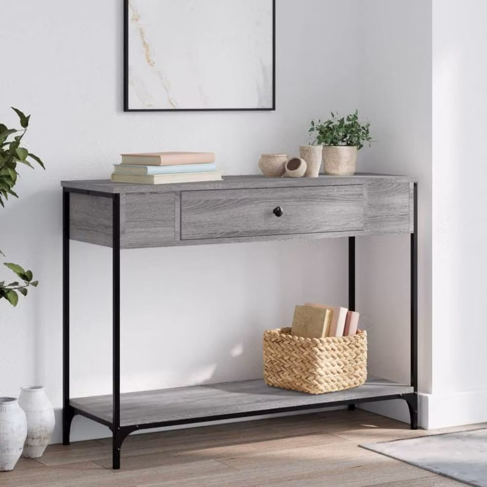 Berkfield Home Decorative Console Table in Grey Sonoma, W/D/H: 100 x 34.5 x 75 cm – 2