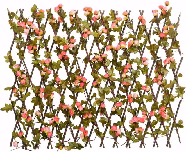 Berkfield Home Artificial Ivy Trellis Expandable 5 Piece Set in Pink – 1