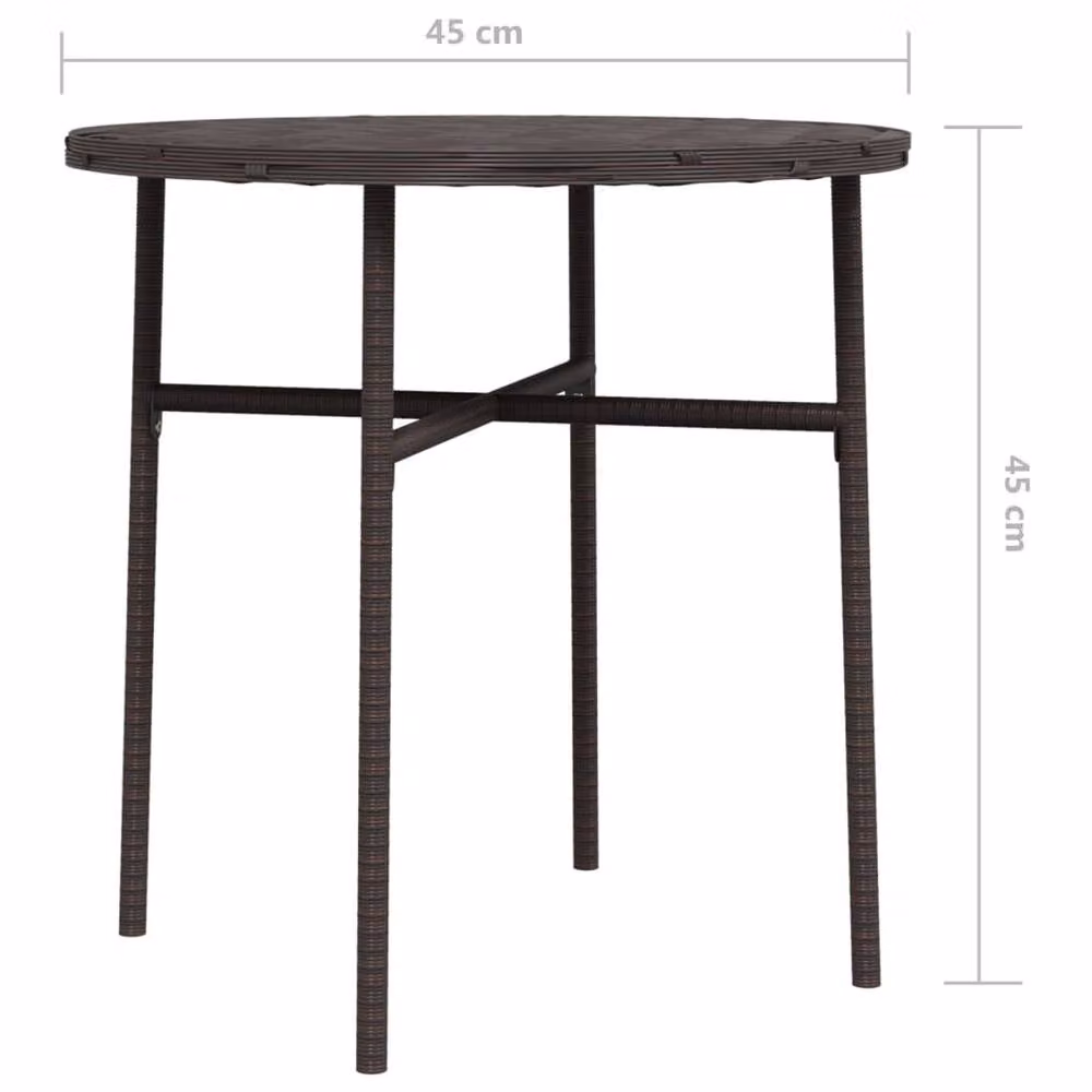 Berkfield Home Brown Poly Rattan Garden Tea Table, W: 45 cm, D: 45 cm, H: 45 cm – 4