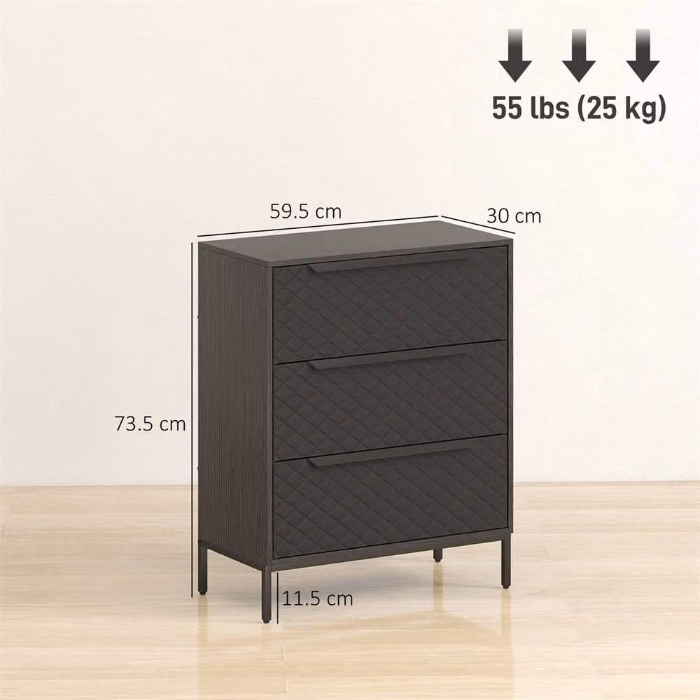 Kelvenix Modern Black 3 Drawer Dresser for Bedroom – 2