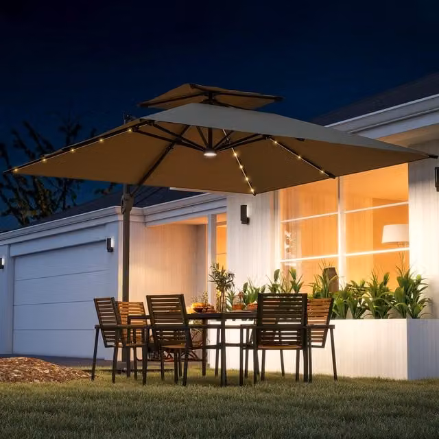 Outsunny 3.5m Aluminium Cantilever Parasol in Beige/Brown with UPF 50 Protection
