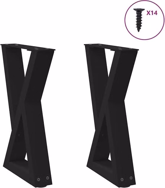 Berkfield Home Steel Coffee Table Legs, 2 Pieces, Black, W: 28 cm, H: 42-43.3 cm