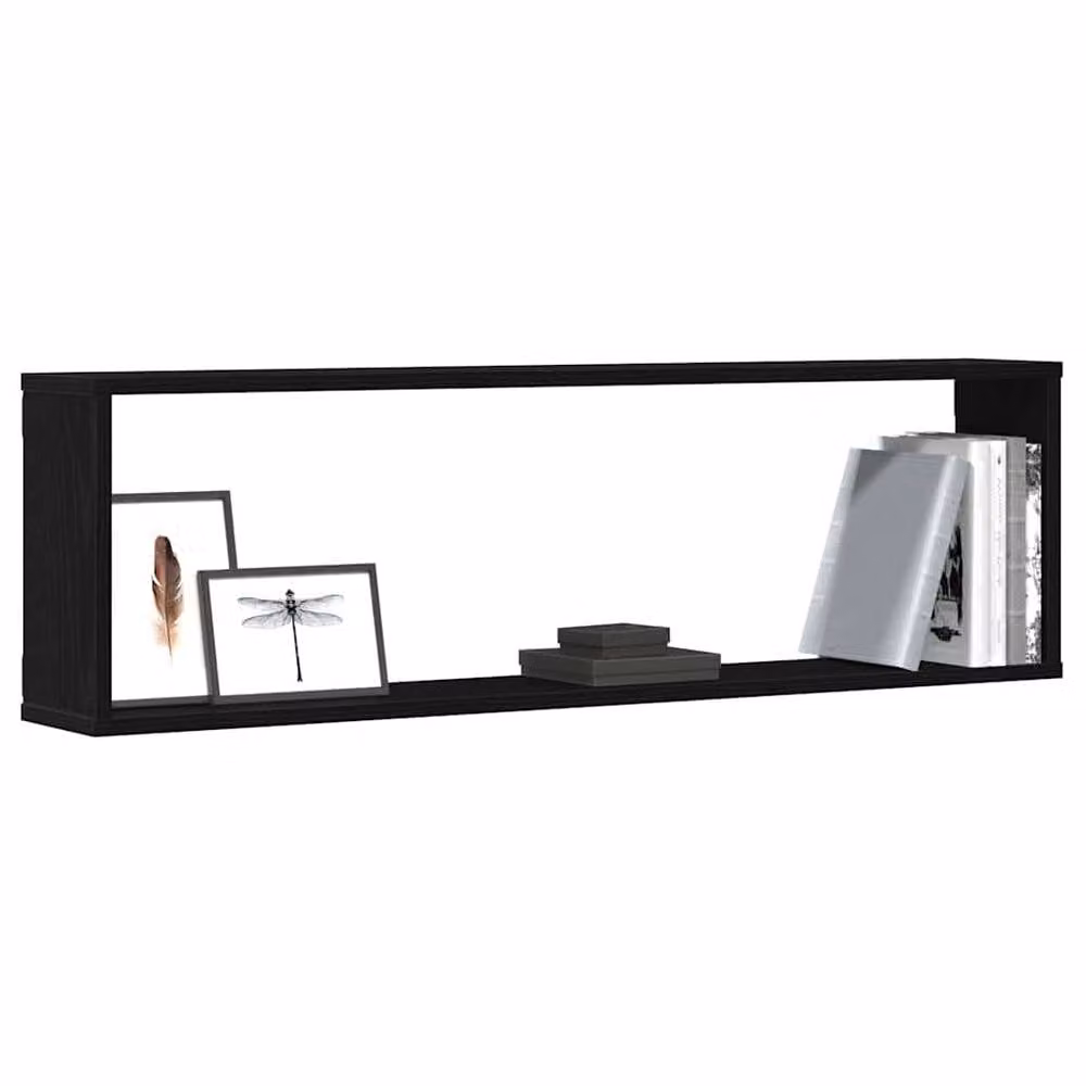 Berkfield Home Wall Mounted Cube Shelves, 2 Piece Black Oak Engineered Wood, W: 100 cm, D: 30 cm, H: 15 cm – 3
