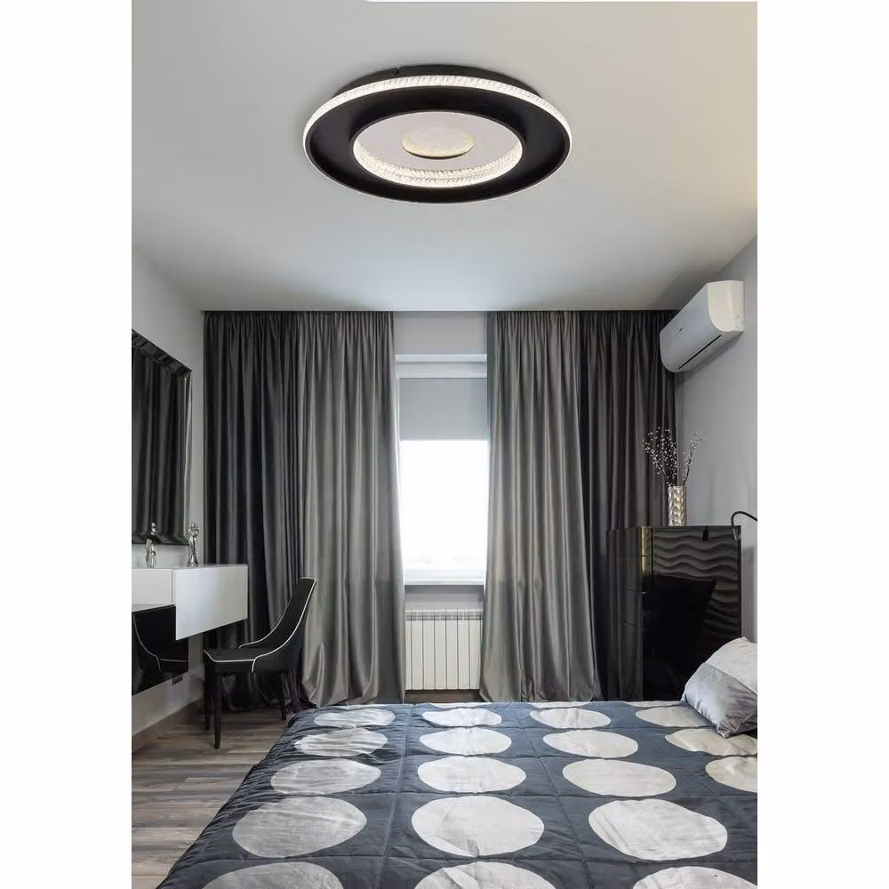 Netlighting Marsh Semi Ceiling Light in Black with Dimmable LED, Remote Control and Timer – 3
