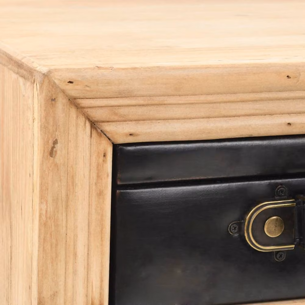 Berkfield Home Solid Fir Wood Bedside Table in Brown, W/D/H: 43 x 38 x 50 cm – 5