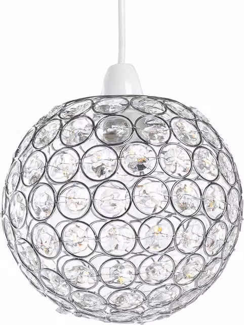 Innoteck Modern Spherical Acrylic Pendant Light Shade with Chrome Frame, Transparent